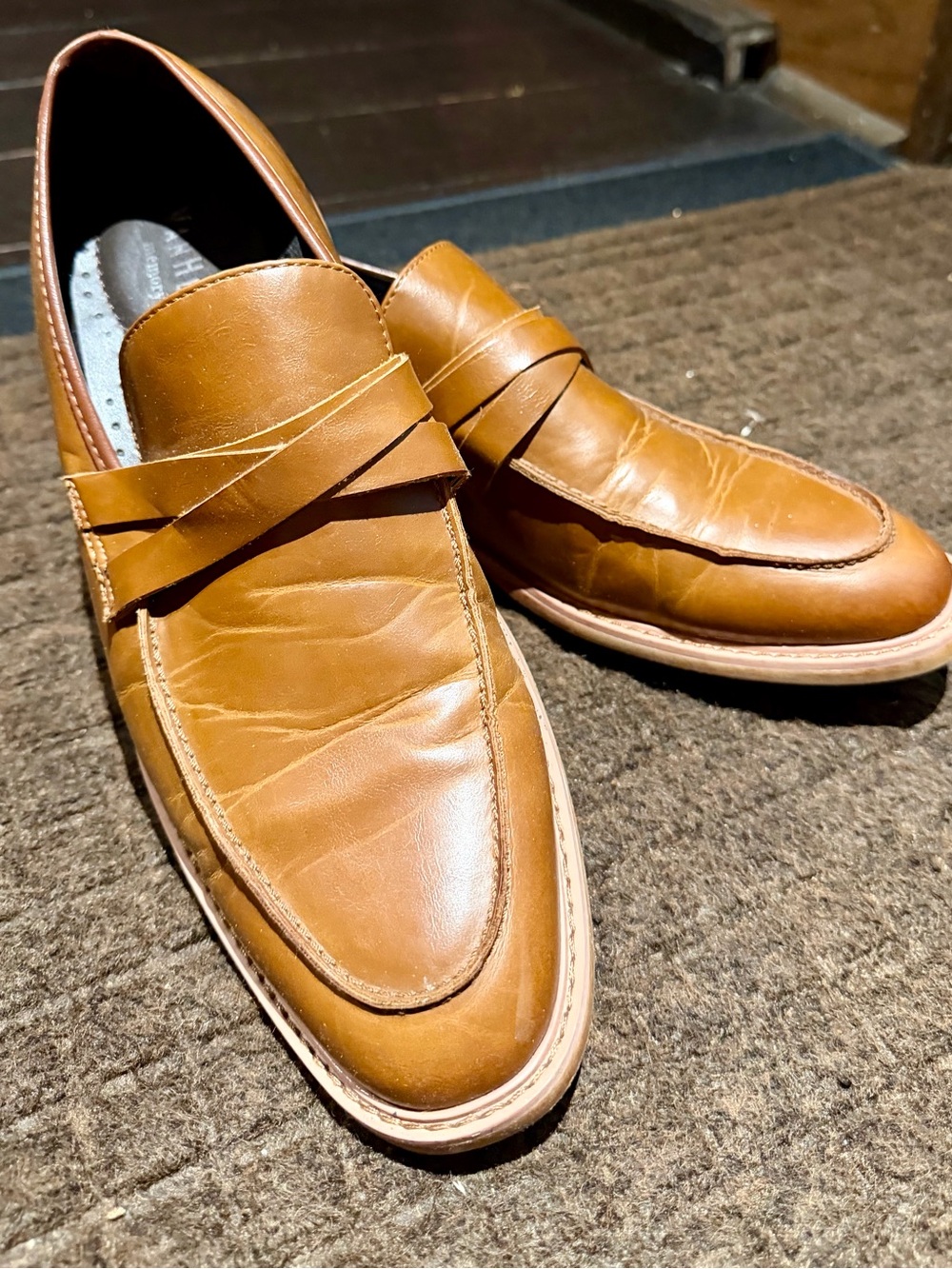 Van Heusen Tan Leather Penny Loafers